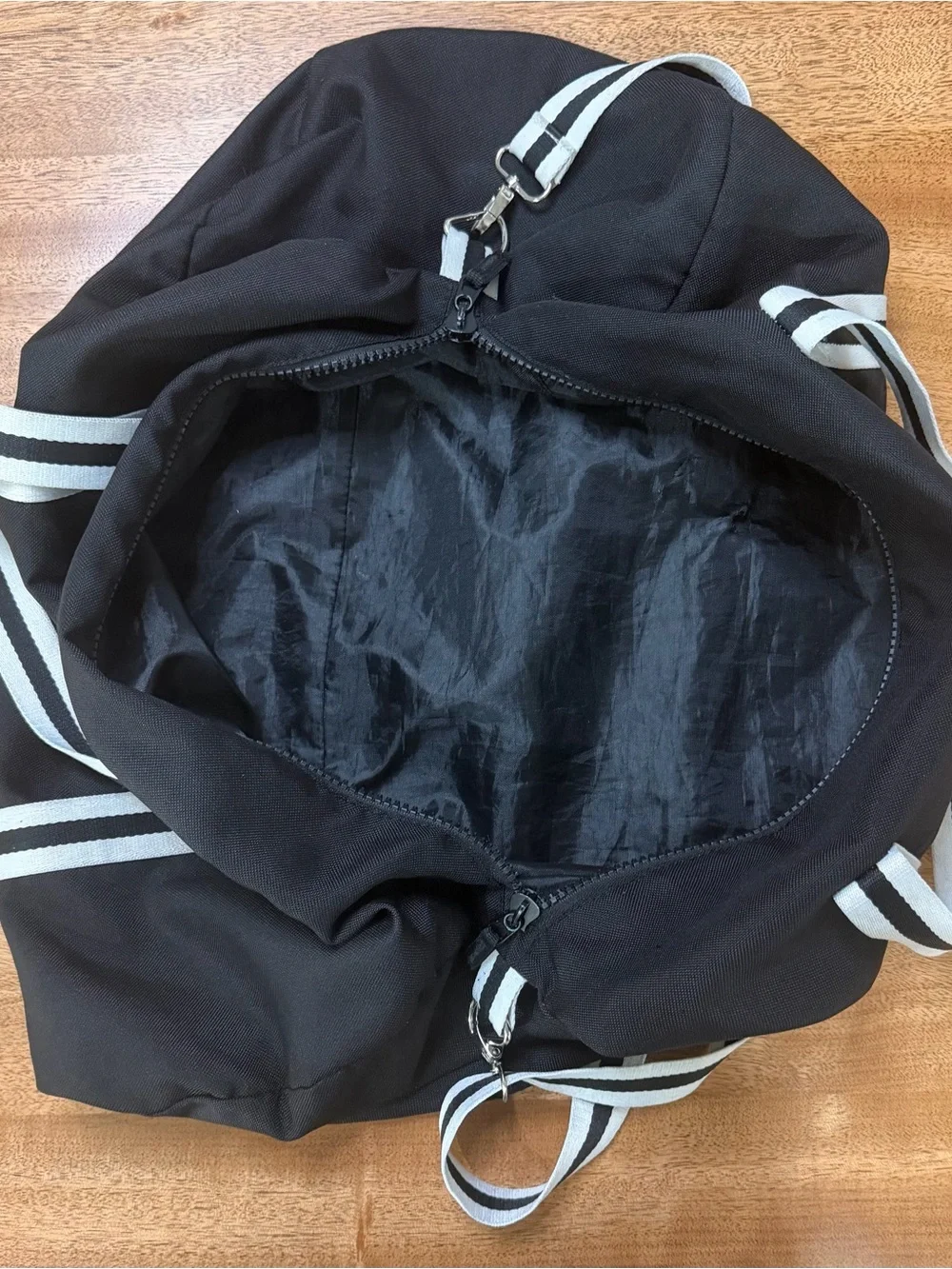 Crooks & Castles Black Canvas Duffel with White Striped Handles
